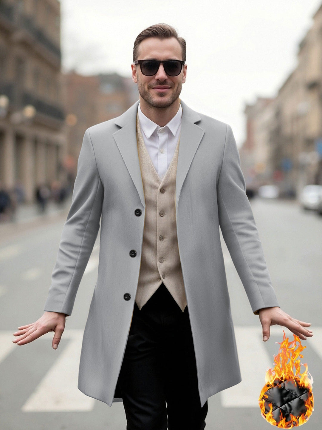Herren eleganter Langmantel mit modernem Schnitt und optimalem Tragekomfort Drune