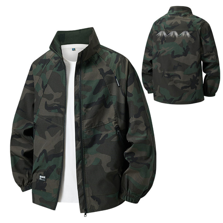 Herren leichte Outdoor-Jacke mit hohem Kragen Drune