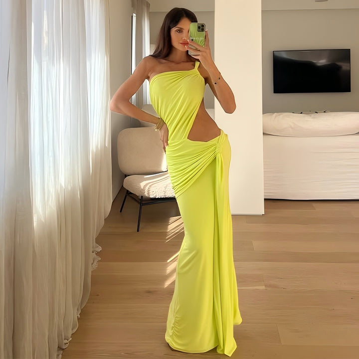 Damen Elegantes Wickelkleid mit asymmetrischem Ausschnitt und seitlichen Cut-Outs Drune