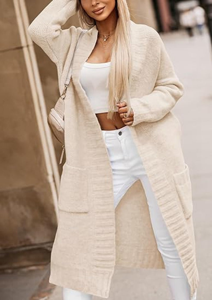 Damen Strickmantel mit lässigem Schnitt und tiefen Taschen Drune