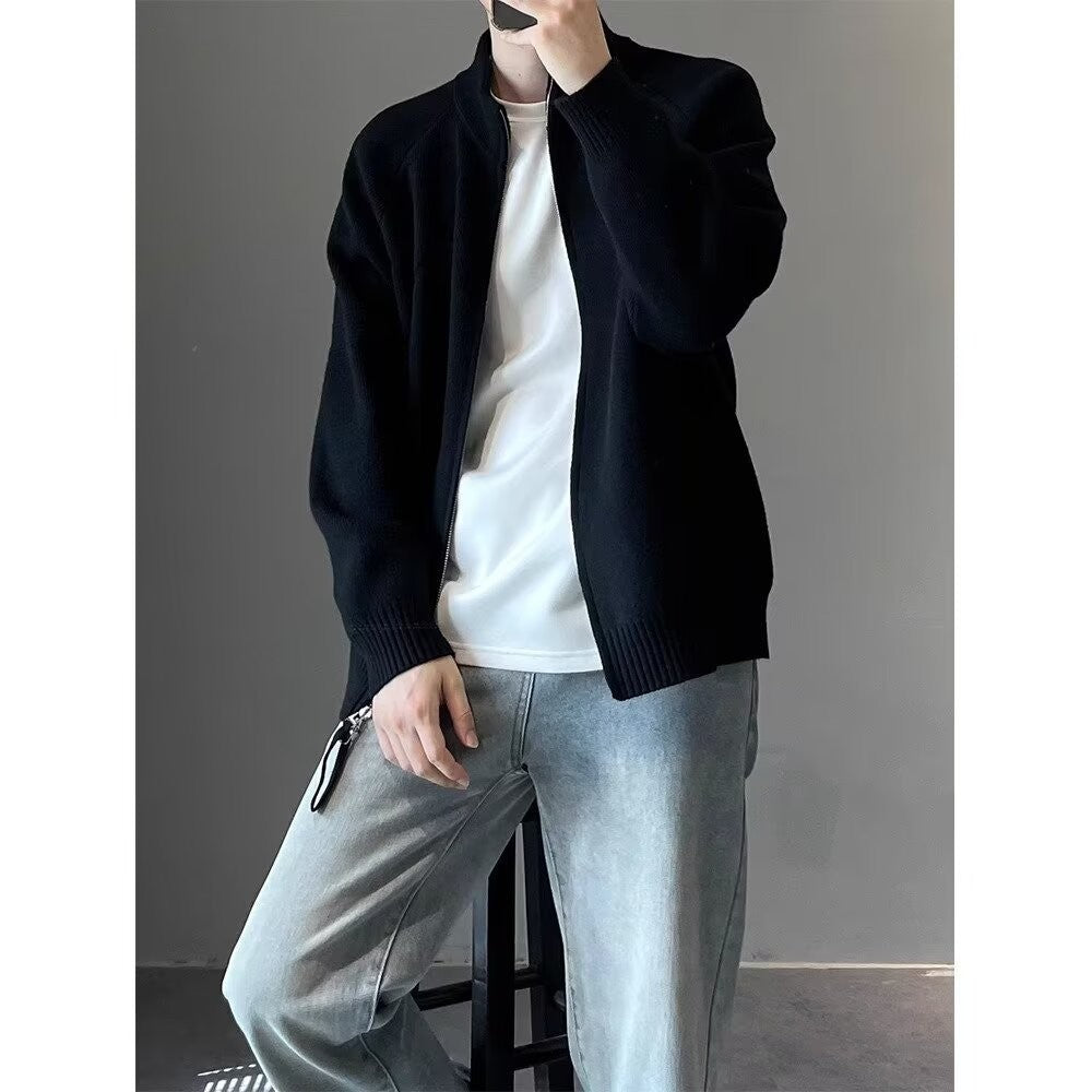 Herren Elegante Strickjacke mit Stehkragen Drune