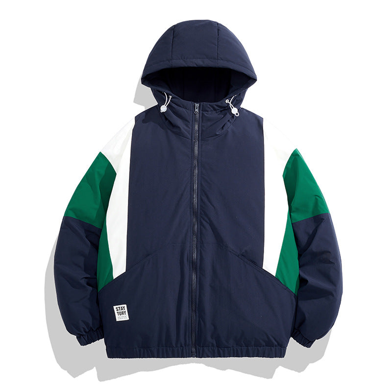 Unisex Kapuzen‑Steppjacke im Colorblock‑Look mit elastischem Saum, Kängurutaschen & leichtem Thermofutter Drune