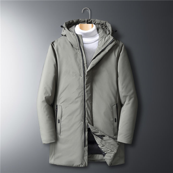 Herren moderner Urban-Longparka mit versteckter Reißverschlussblende und ergonomischer Kapuze Drune