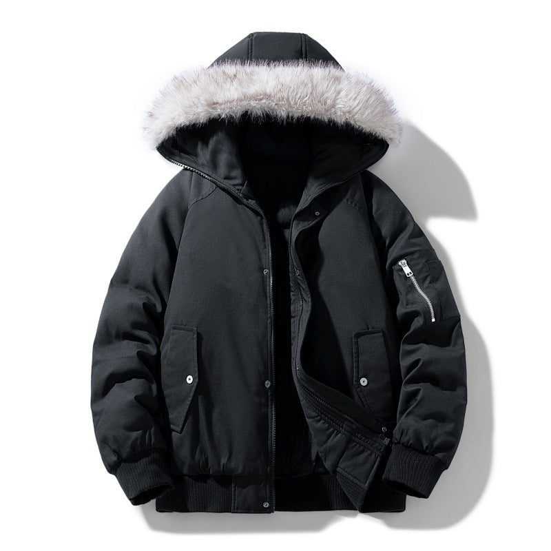 Herren gesteppte Winterparka mit abnehmbarer Kunstfellkapuze und winddichter Wattierung Drune