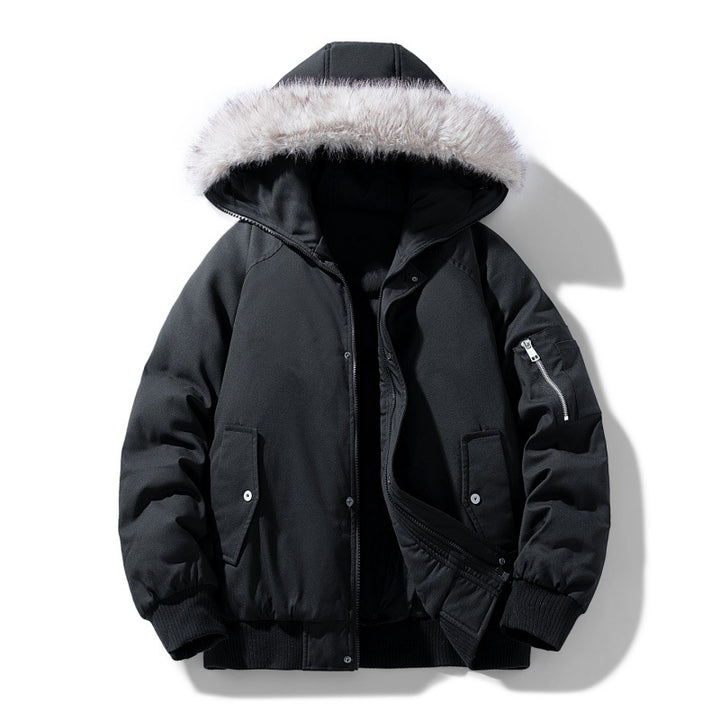 Herren gesteppte Winterparka mit abnehmbarer Kunstfellkapuze und winddichter Wattierung Drune