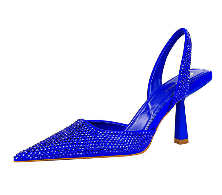 Damen Elegante Slingback-Pumps mit funkelnden Strassdetails und geschwungenem Absatz Drune
