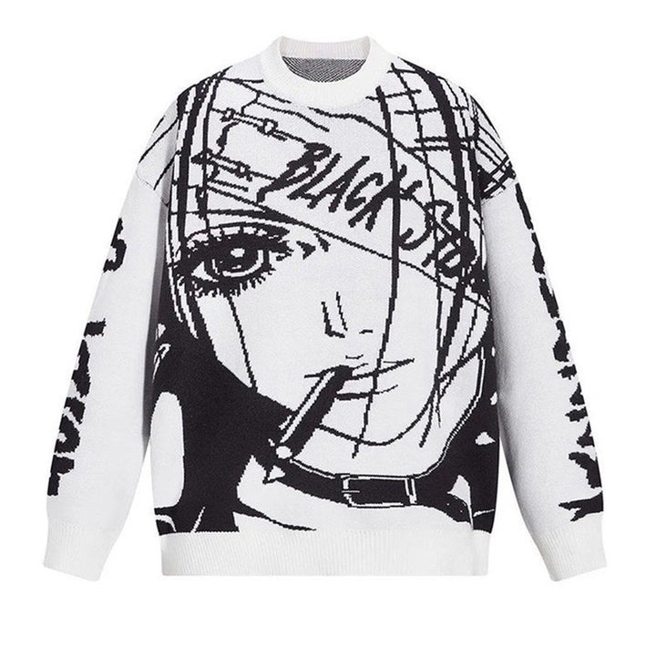 Damen Künstlerische Grafik Strickpullover Drune