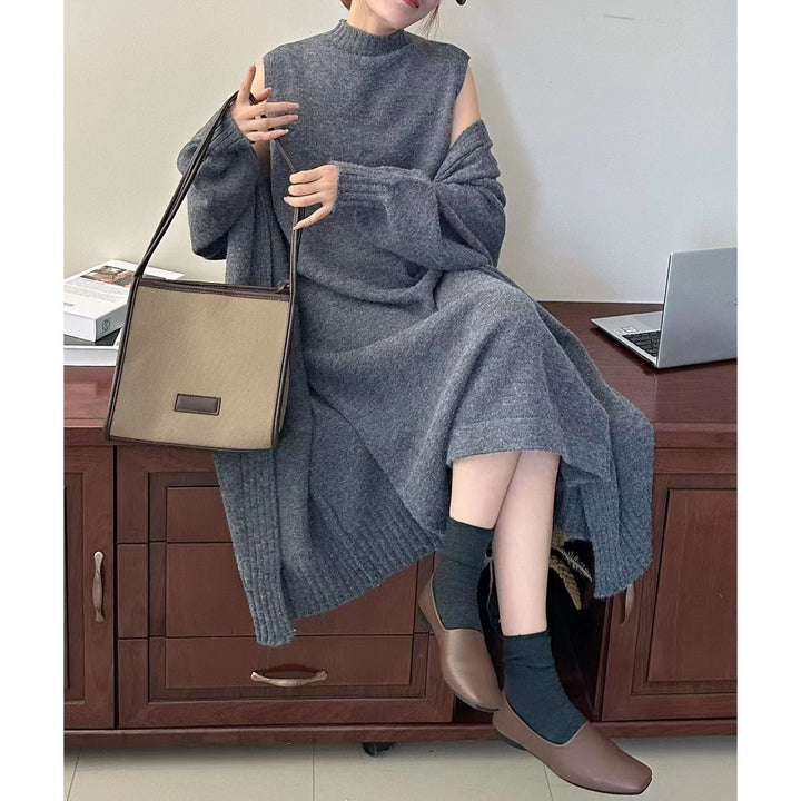 Damen modisches Strickkleid mit Kapuze und lässigem Schnitt Drune