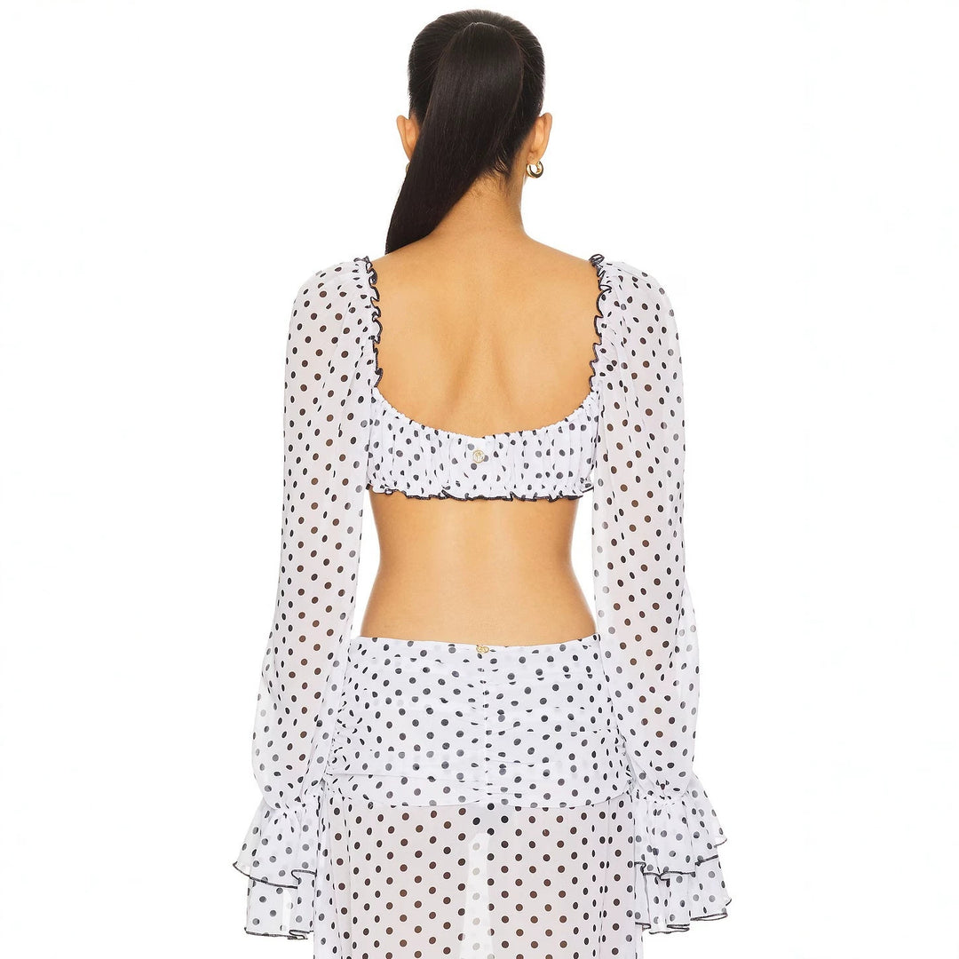 Damen sexy Transparenter Strandanzug mit Rüschen und Puffärmeln Drune