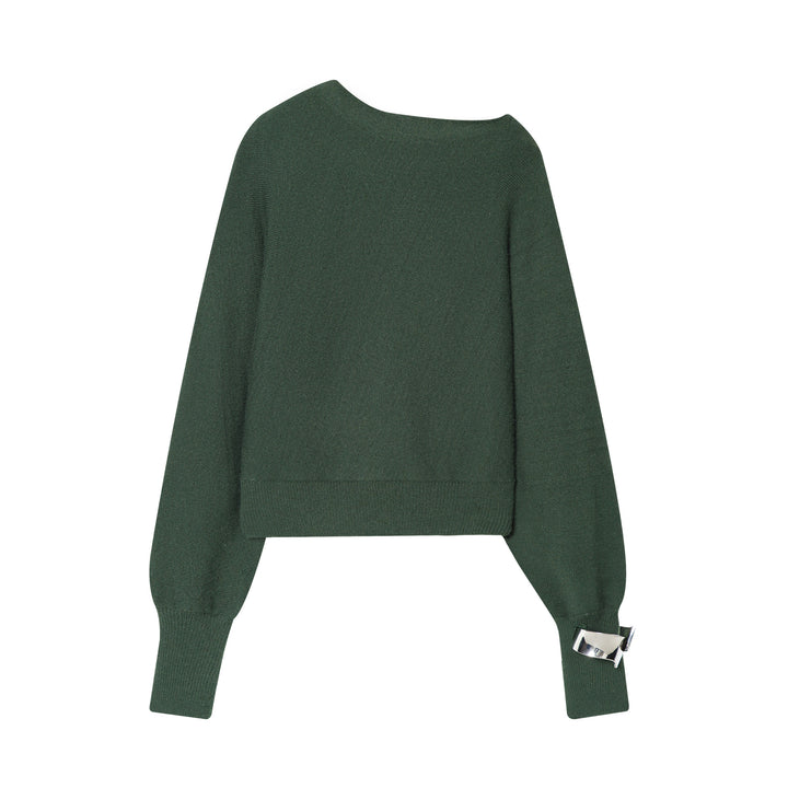 Damen nan kastiger Cropped Strickpullover mit weiten Raglanärmeln, verlängerten Ärmelbündchen und geripptem Saum Drune