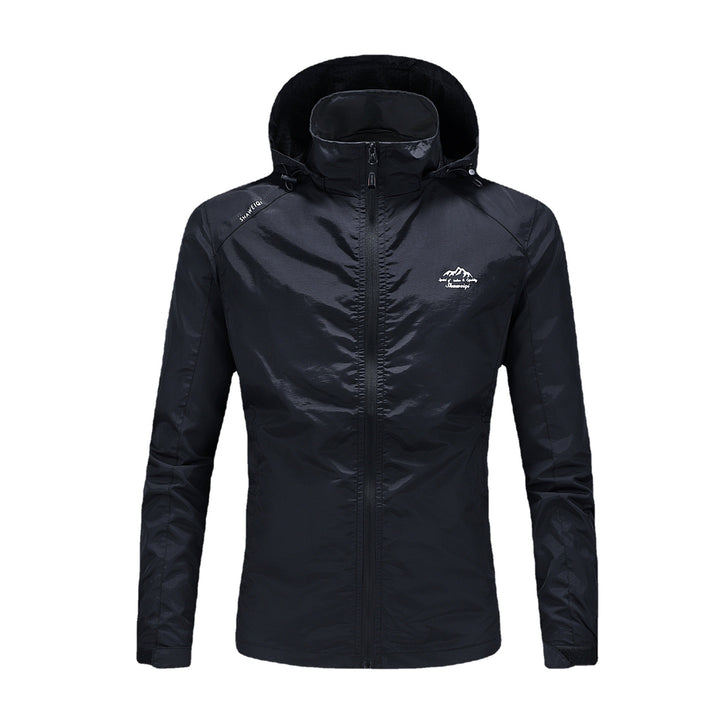 Herren Ultraleichte packbare Outdoorjacke mit hohem Kragen, Kapuze und atmungsaktivem Meshfutter Drune