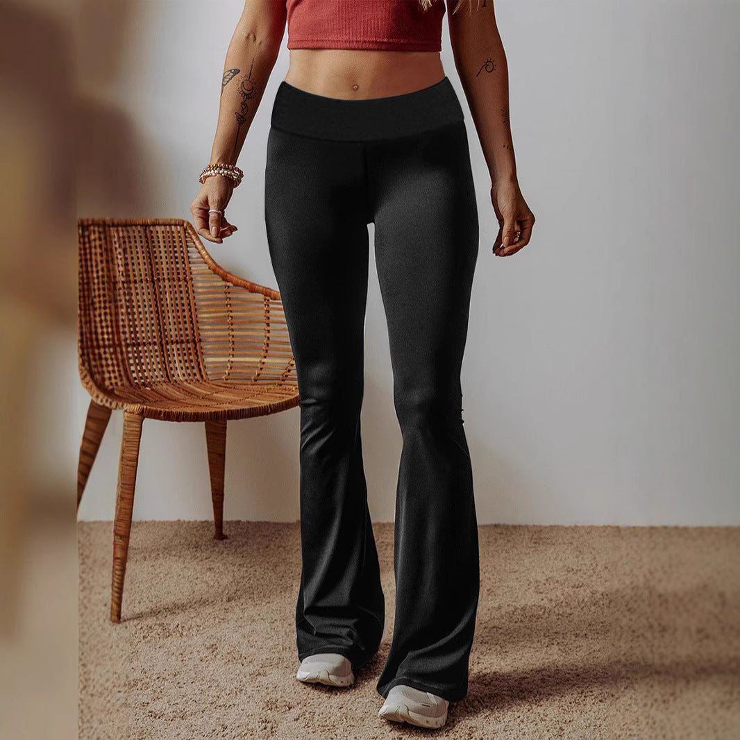 Damen High-Waist Flare-Hosen aus Stretch-Jersey mit weitem Schlag Drune