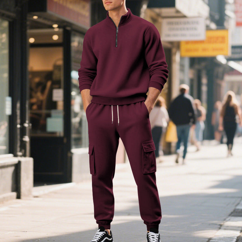 Herren nan kuschelige Cargostil-Jogginghose aus Fleece mit Kordelzug und Aufsatztaschen Drune