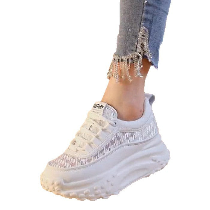 Damen Modische Chunky Sneakers mit luftiger Mesh-Oberfläche und verstärktem Fersenbereich Drune