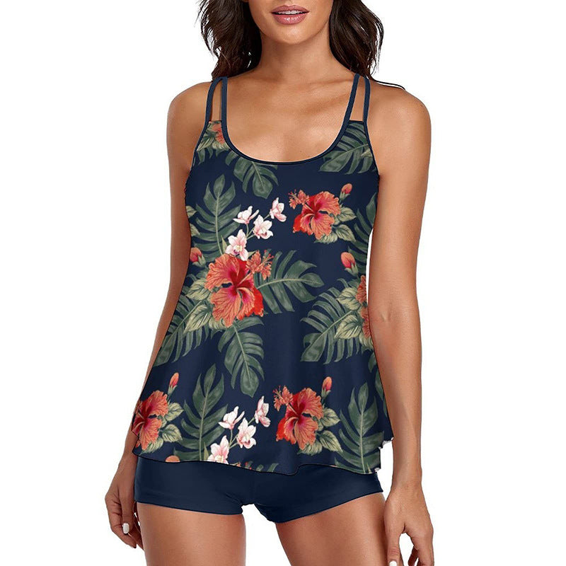 Damen Sportliches Tankini-Set mit floralem Design und Shorts Drune