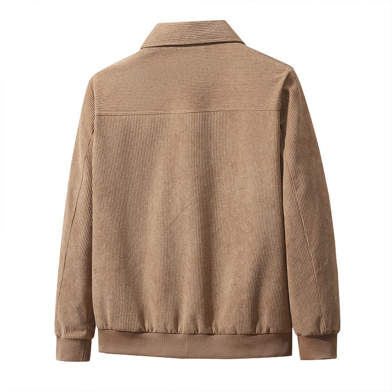 Herren strukturierter Freizeitblouson mit feinem Cordgewebe, gestreiftem Innenfutter und elastischem Saum Drune