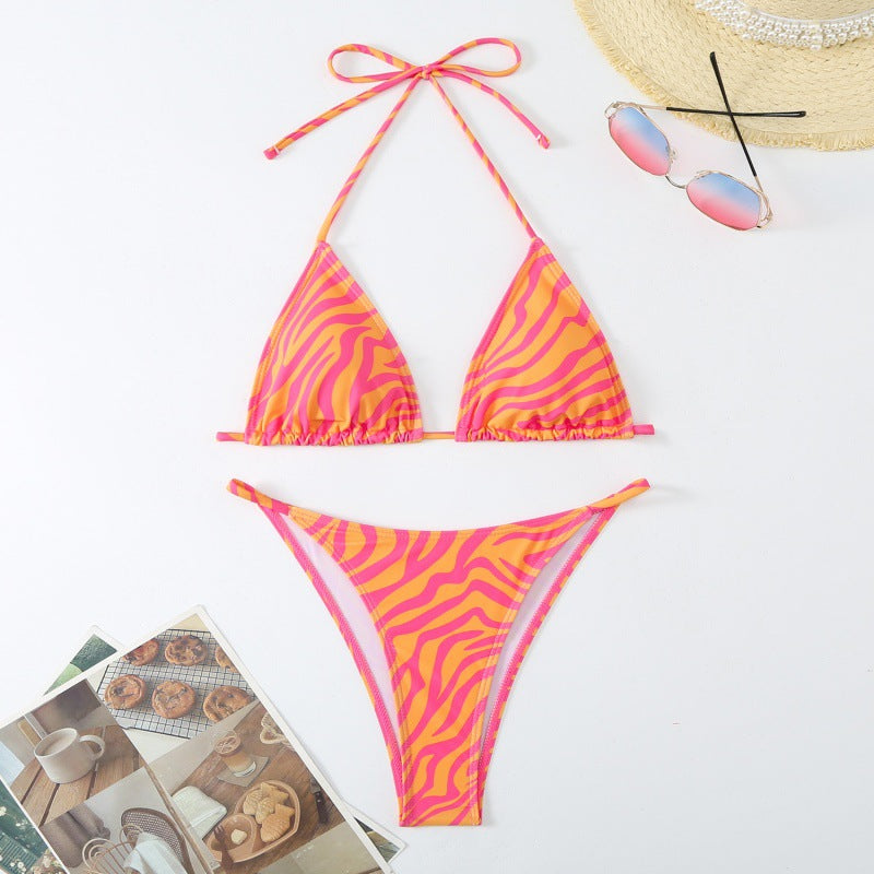 Damen Triangel-Bikini mit verspieltem floralem Design und verstellbaren Trägern Drune