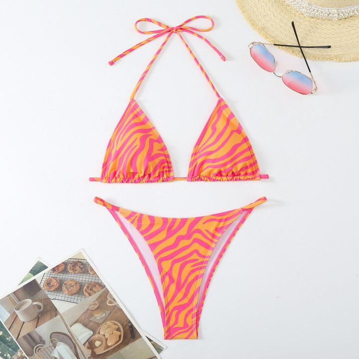 Damen Triangel-Bikini mit verspieltem floralem Design und verstellbaren Trägern Drune