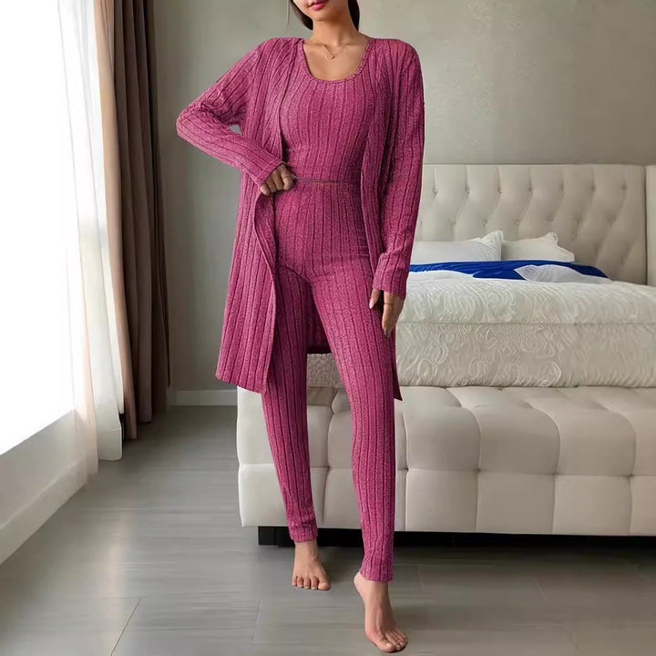 Damen komfortables Strick-Loungewear Set Drune