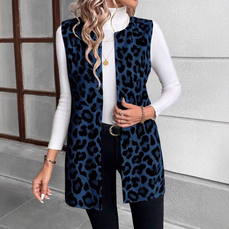 Damen Mode Weste mit Leopardenmuster Drune