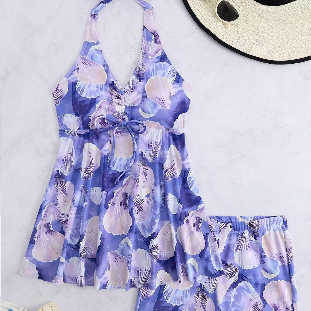 Damen Tankini-Set mit romantischem floralen Design und verstellbarem Oberteil Drune