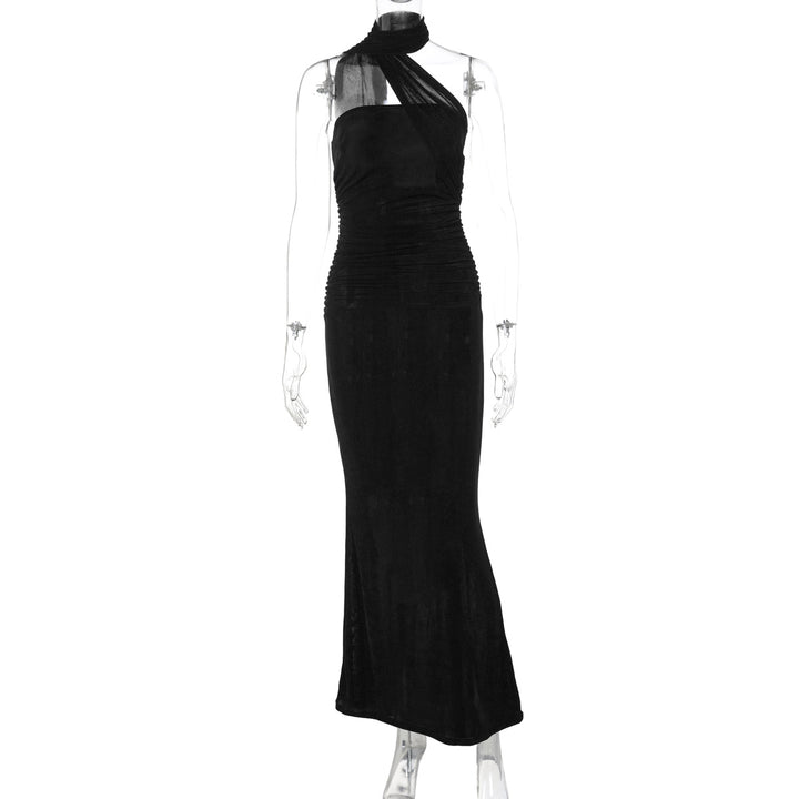 Damen Elegantes Abendkleid mit schulterfreiem Halterdesign und figurschmeichelnder Drapierung Drune