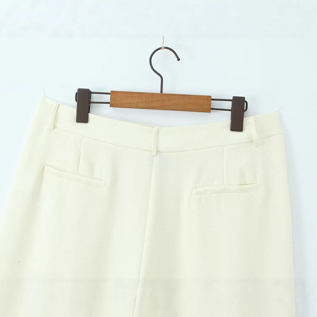 Damen Weite High‑Waist Palazzohose mit vertikalem Streifenmuster und elastischem Bund Drune