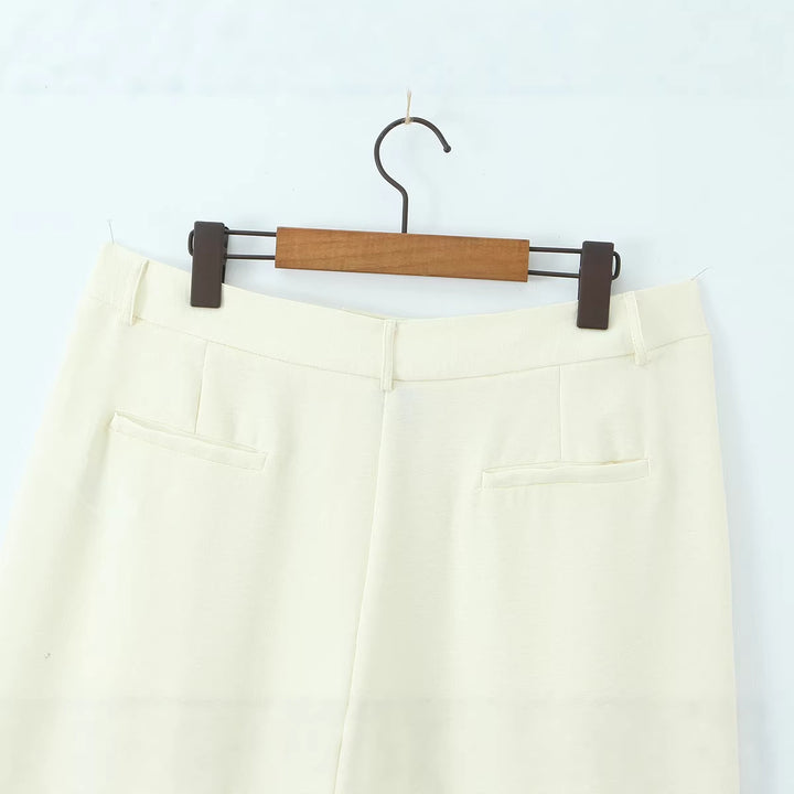 Damen Weite High‑Waist Palazzohose mit vertikalem Streifenmuster und elastischem Bund Drune