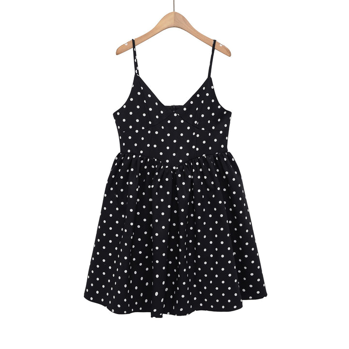 Damen Sommerliches Spaghettiträgerkleid mit verspieltem Punkte-Design und fließendem Schnitt Drune