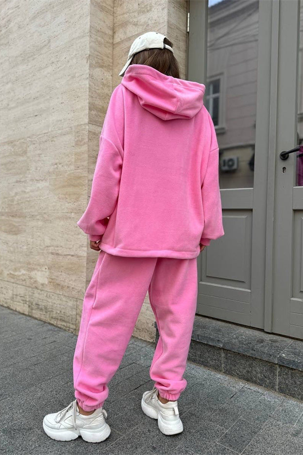 Drune | Crew Polar Fleece Kapuzenpullover und Jogginghose Zweiteiliges Satz