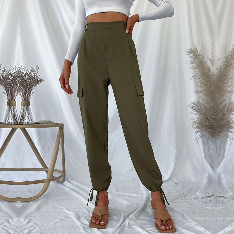 Damen Hohe Taillierte Cargo-Hose Drune