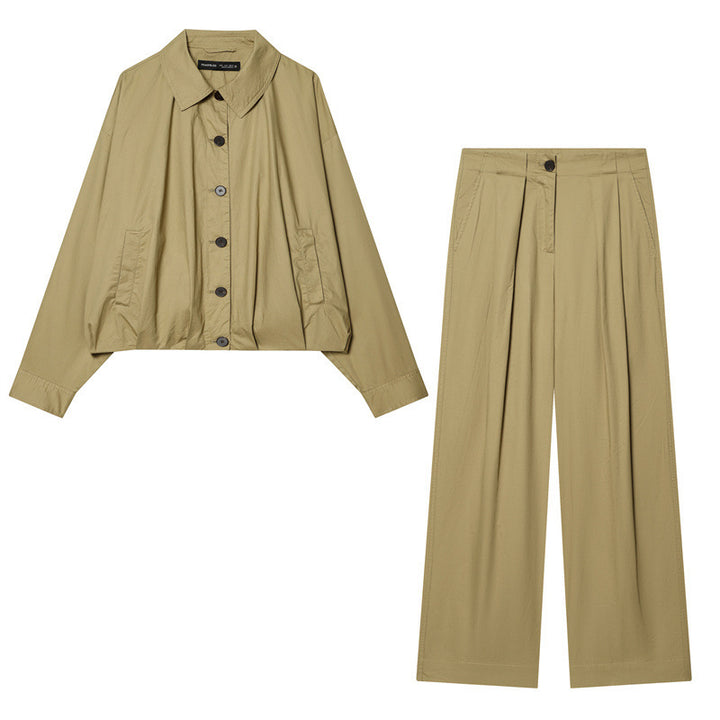 Damen Weite Plissee-Hose mit hoher Taille und markanten Vorderfalten Drune