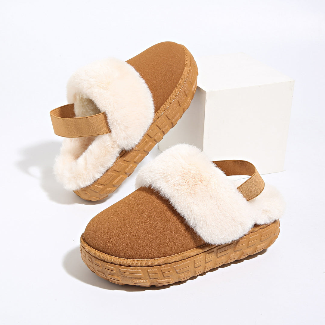 Damen Gefütterte Plateau‑Pantoffel Clogs mit elastischem Fersenriemen Drune
