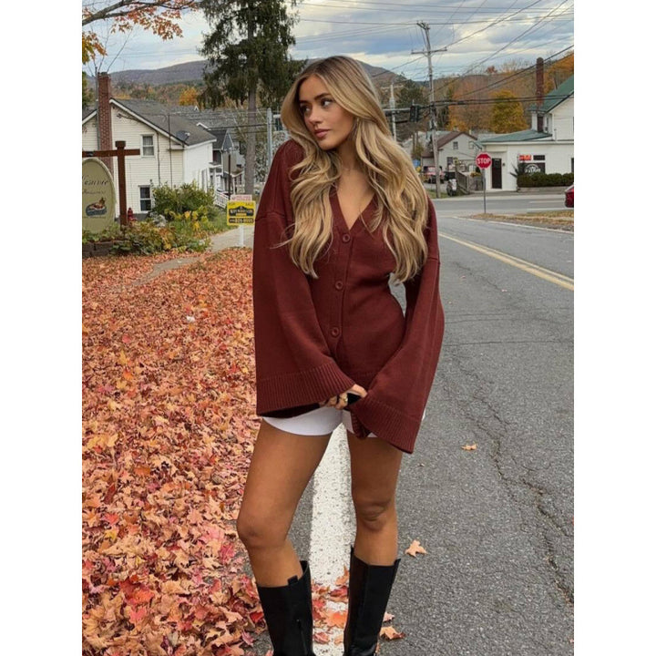 Damen Oversized Strickcardigan mit langen Ärmeln Drune
