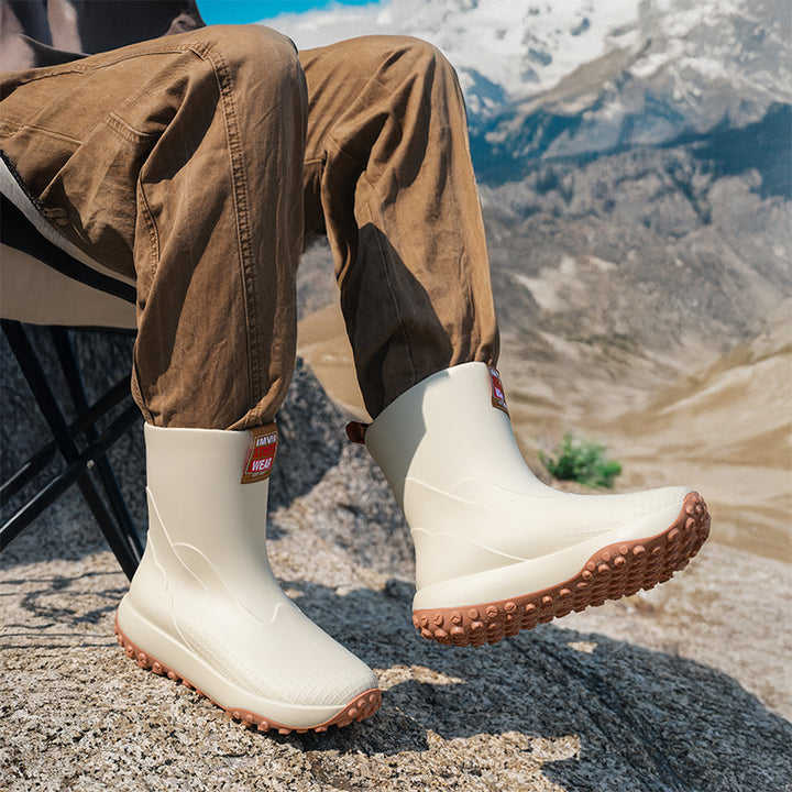 Unisex Wasserdichte Kurzschaft-Outdoor-Gummistiefel mit profilierter Noppenlaufsohle Drune