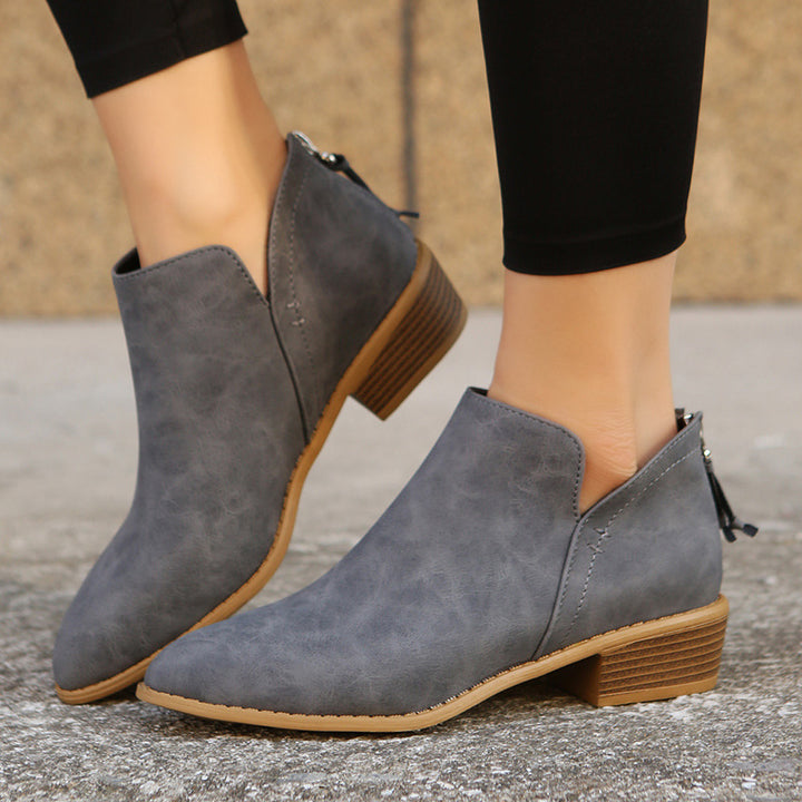 Damen nan spitz zulaufende Schlupf-Ankleboots mit kleinem Blockabsatz und ergonomischem Komfortfußbett Drune