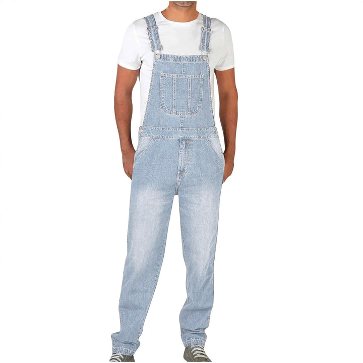 Herren Jeans Latzhose mit Taschen und verstellbaren Trägern