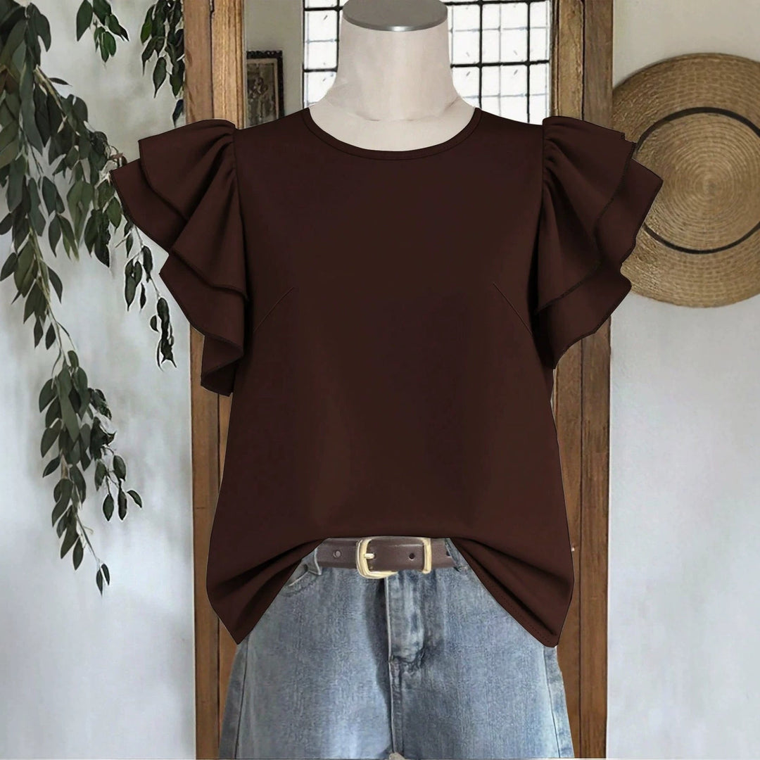 Damen Elegante Bluse mit Rüschendetails Drune