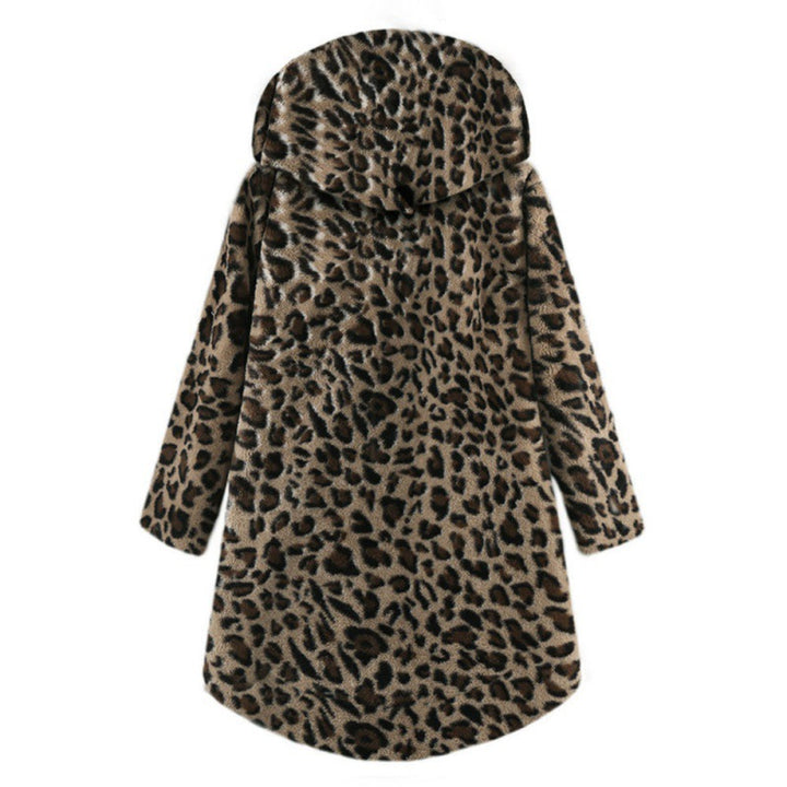 Damen Lässige Kapuzenjacke mit tierischen Mustern und Knopfdetails Drune