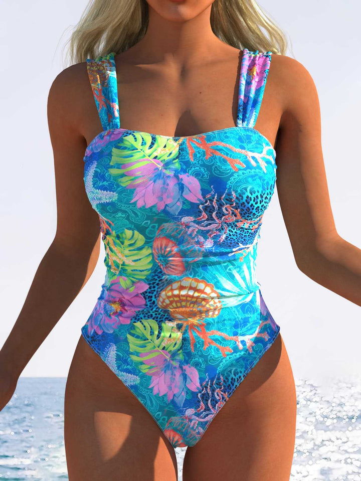 Damen Einteiliger Badeanzug mit innovativem Animal-Print und hohem Beinausschnitt Drune