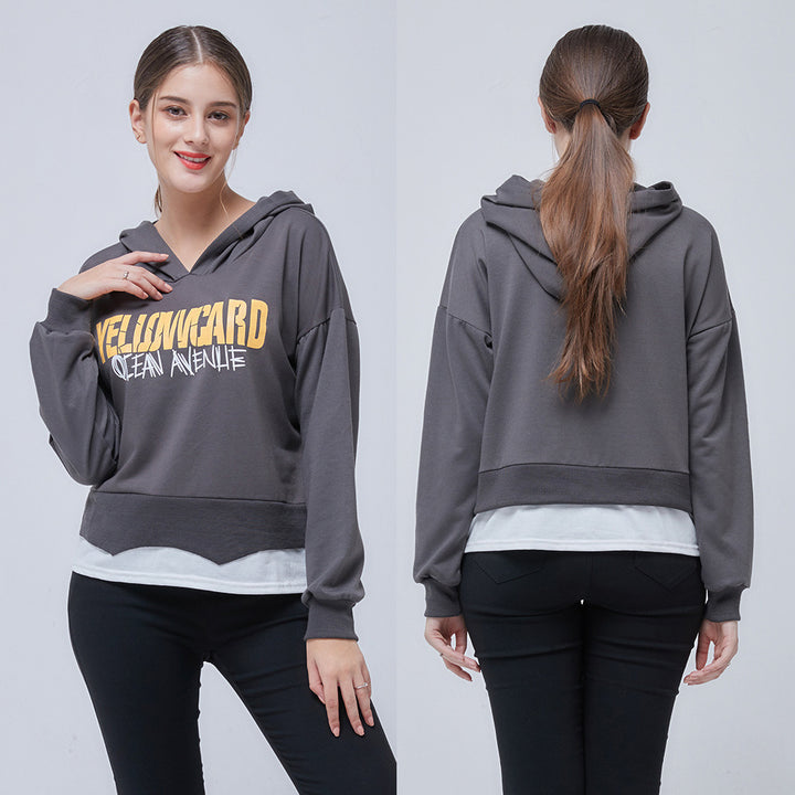 Damen Lässiger cropped Hoodie mit Grafiken Drune