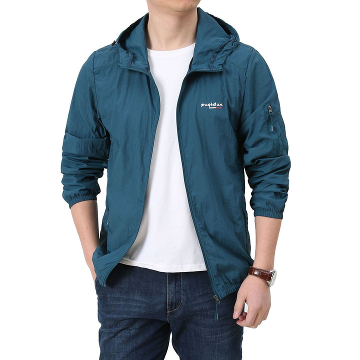 Herren Leichte Windbreaker-Jacke mit verstellbarer Kapuze Drune 1787797828