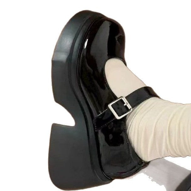 Damen Mary Jane Schuhe mit klobigem Absatz und dekorativem Riemchen Drune