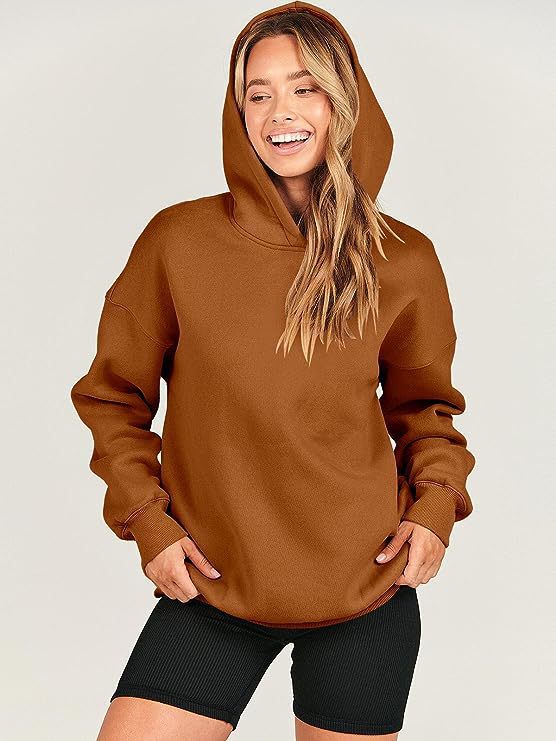 Damen lässiger Kapuzenpullover mit extragroßem Schnitt und weichem Fleece-Material Drune