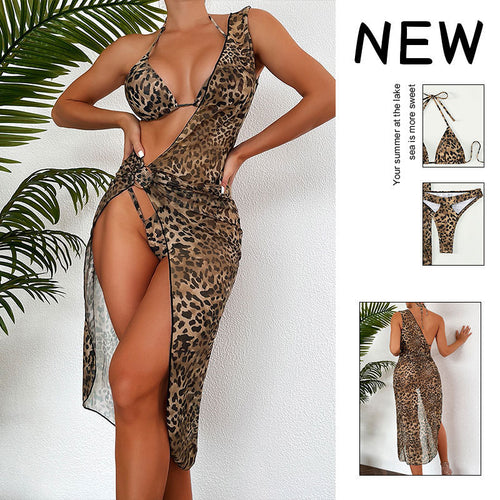 Damen Triangel-Bikini mit transparentem Wickelrock Drune