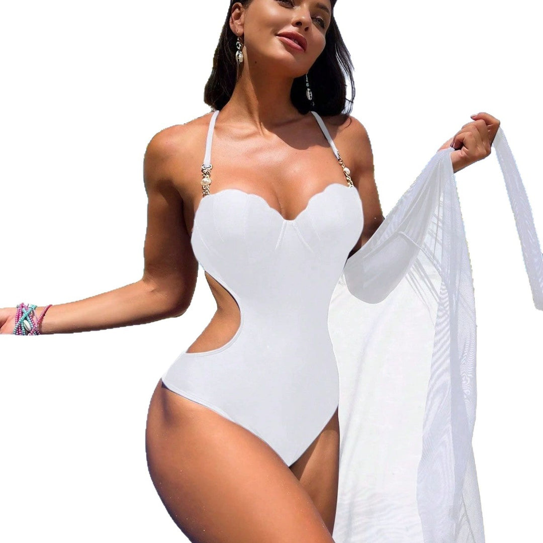 Damen Badeanzug mit transparentem Maxikleid Drune