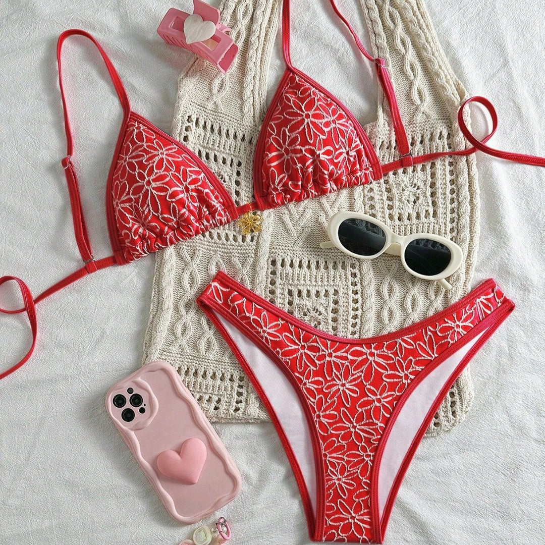 Damen Blumendekoriertes Bikini-Set Drune