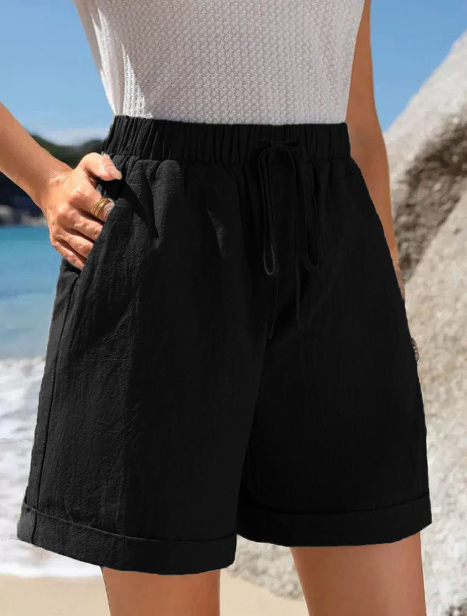 Damen Luftige Sommershorts mit elastischem Bund und Kordelzug Drune
