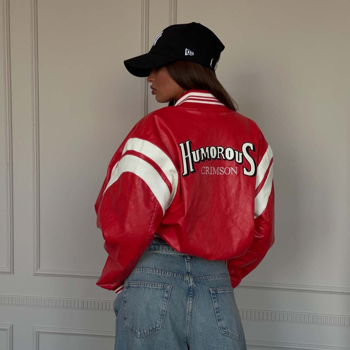 Damen sportliche Varsity-Jacke mit lässigem Schnitt und moderner Applikation Drune