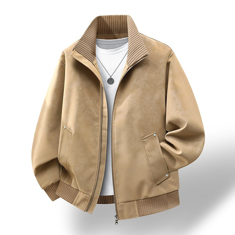 Herren Velours‑Imitat Bomberjacke mit Stehkragen, Thermofutter & Reißverschluss Drune